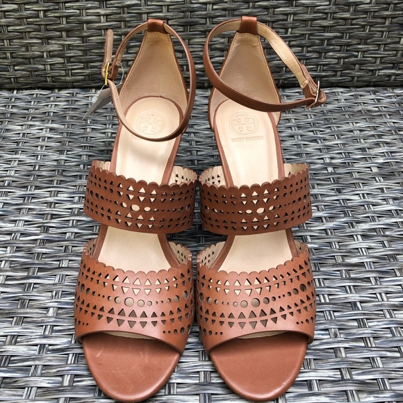 Tory Burch Perforated Wedge Leather Sandals - Size 10.5 - NEW - Picture 4 of 12